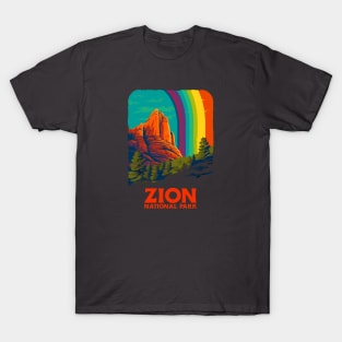 Gay Zion National Park Rainbow Hiking Tee - Unisex Zion Utah Shirt - LGBTQ+ Pride Camping Tee T-Shirt